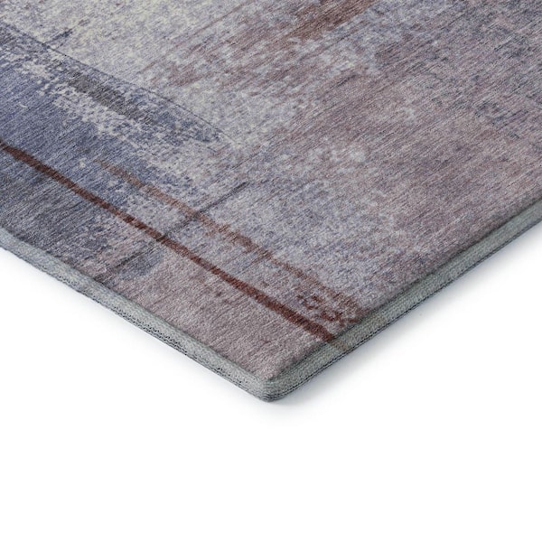 Mayfield Premium Machine Washable Abstract AMF2002 Lavender 8 ft. x 8 ft. Round Rug