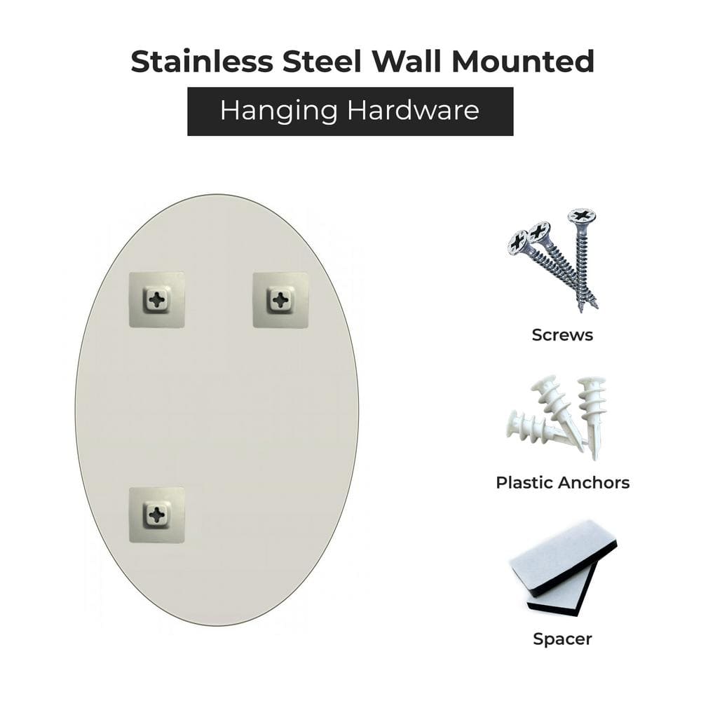Elegant Oval 22" x 39" Frameless Polished Wall Mirror with Beveled Edge