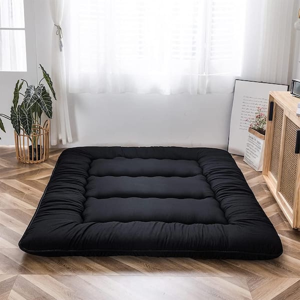 Black Twin Soft High Density Foam 4 in. Japanese Floor Futon Mattress, Foldable Roll Up Mattress for Home, Dormitory