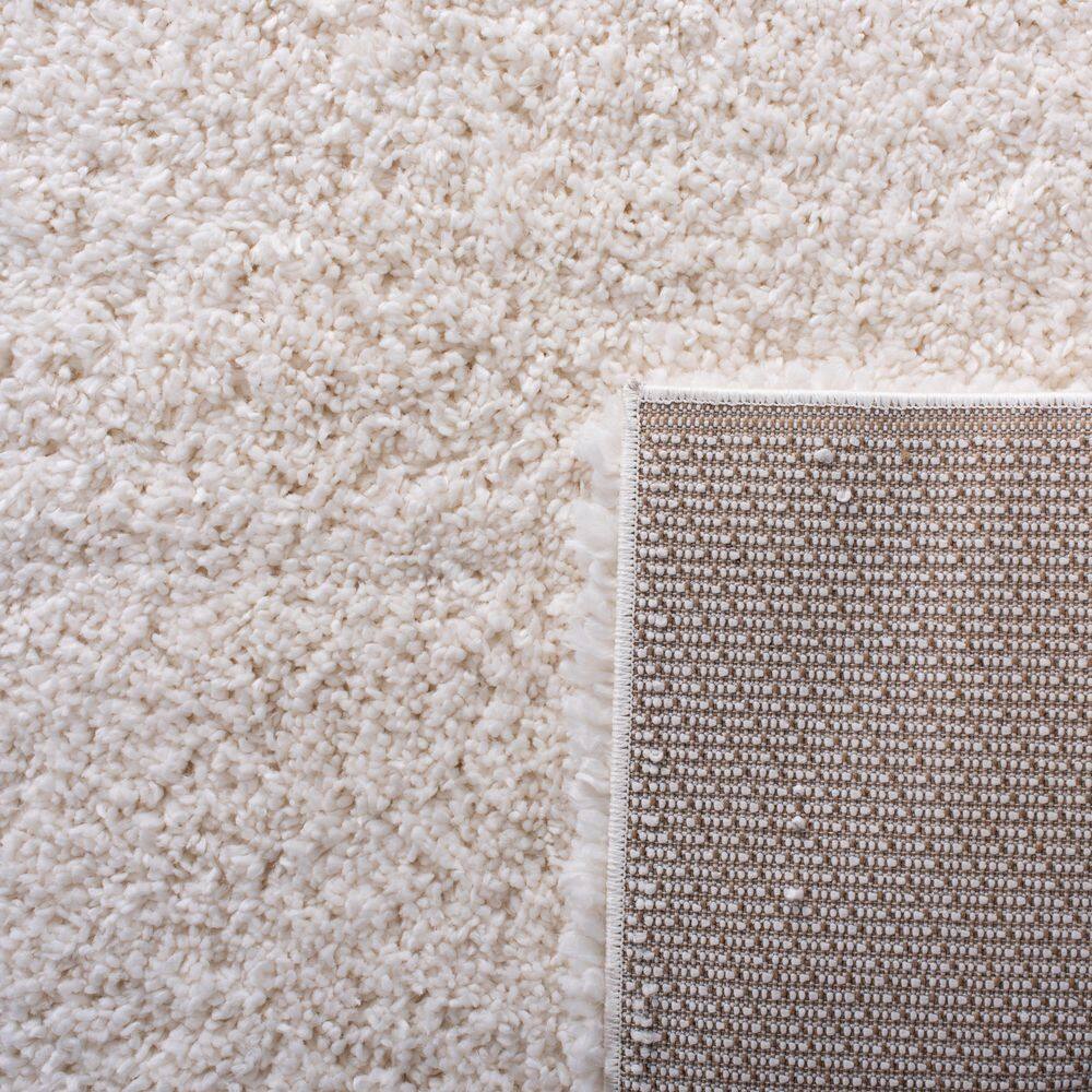Ivory Square Synthetic Shag Rug, 4' x 4', Easy Care & Stain-Resistant