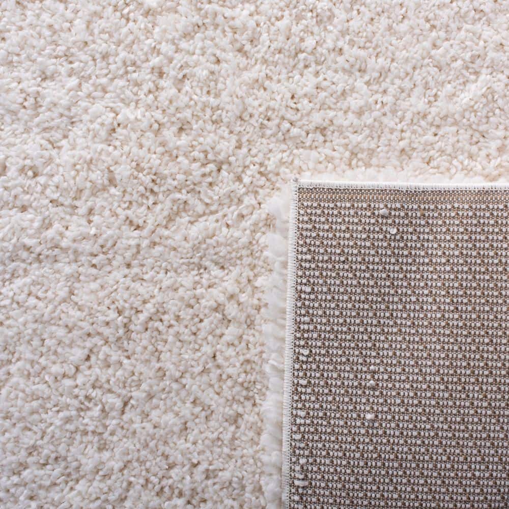 Ivory Bliss Round Synthetic Shag Rug, 63" Easy-Care Design