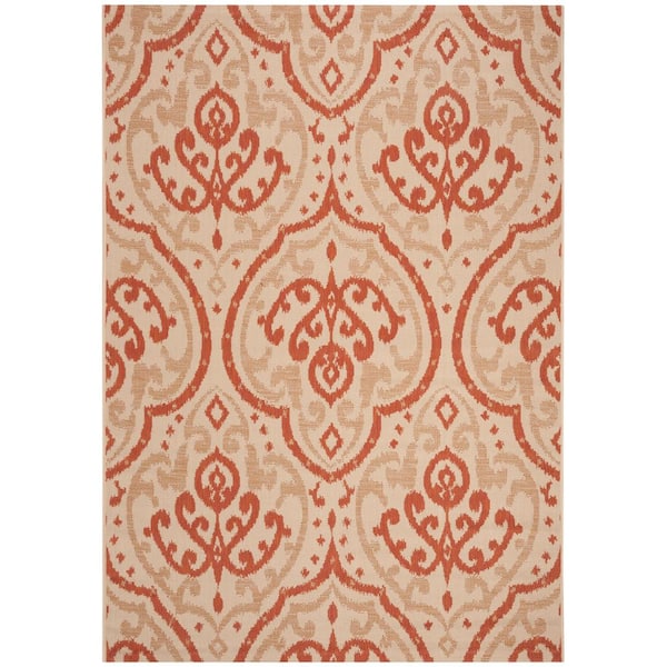SAFAVIEH Martha Stewart Beige/Terracotta 5 ft. x 8 ft. Floral Indoor/Outdoor Patio  Area Rug