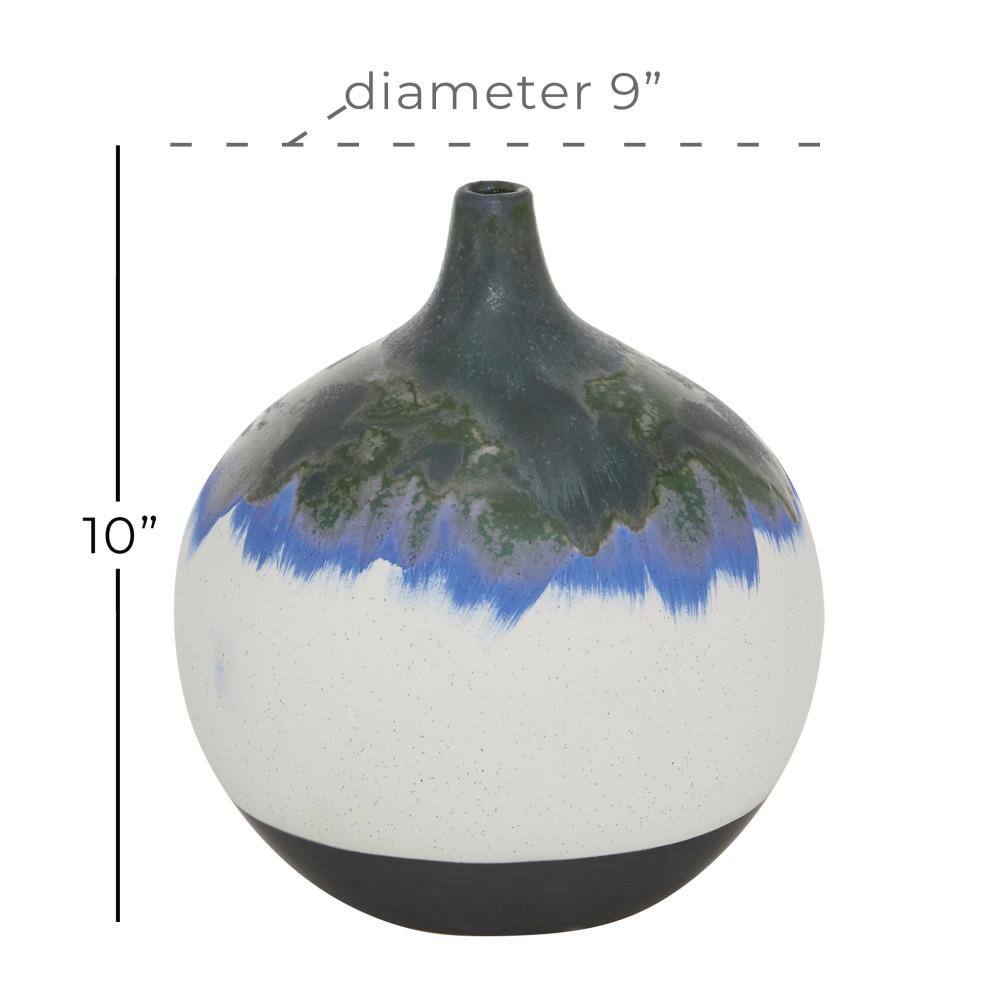 Handmade White and Blue Ceramic Bud Vase