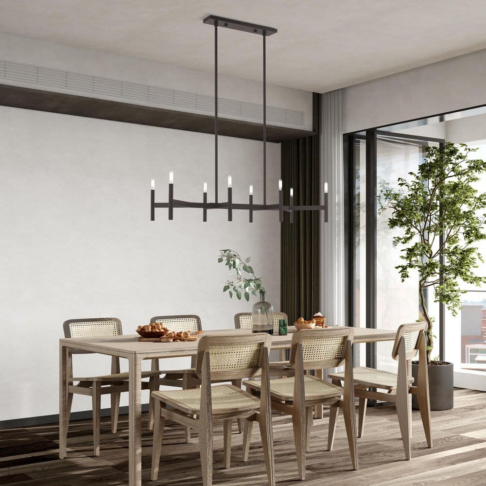 Copenhagen Bronze 8-Light Industrial Linear Chandelier
