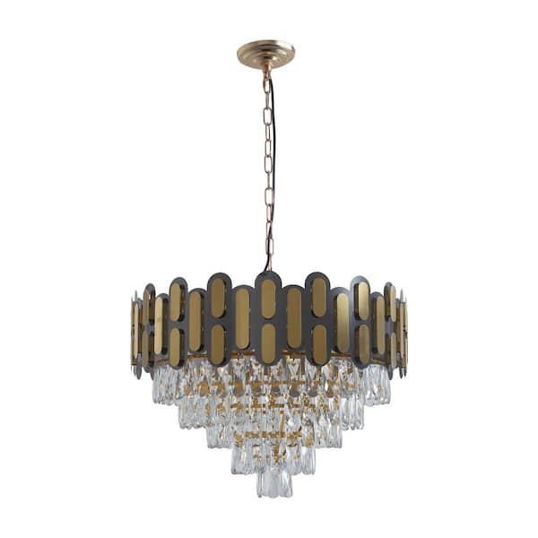 FIRHOT 8-Light Modern Gold Diamond Crystal Chandelier for Kitchen Island, Living Room with No Bulbs Included