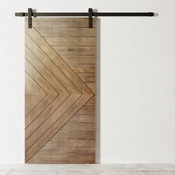 Urban Woodcraft 40 in. x 83 in. DORAL Solid Wood Core African Mahogany Barn Door with Sliding Door Hardware Kit