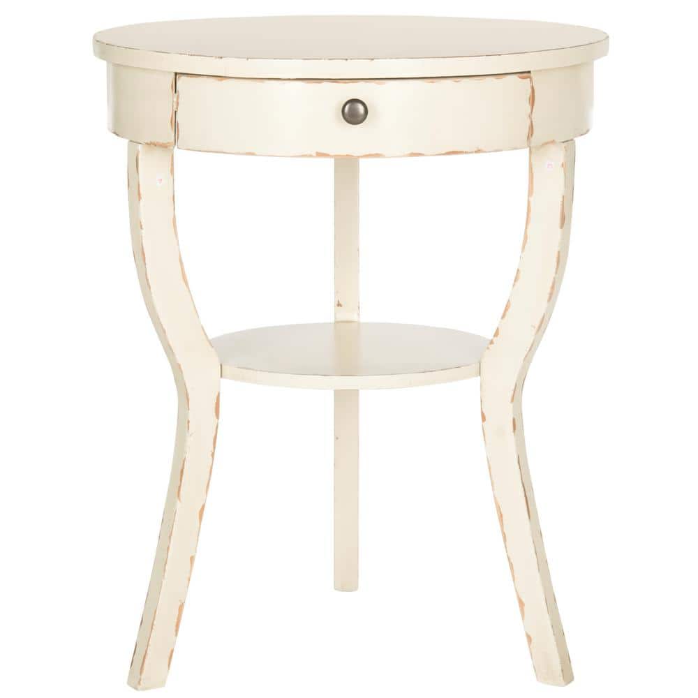 Kendra Rustic White/Cream Storage End Table