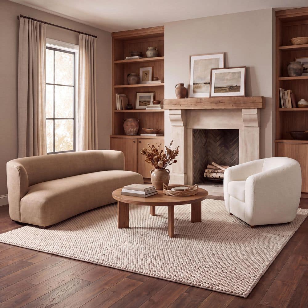 Natura 6 ft. x 6 ft. Beige/Ivory Textured 2-Toned Square Area Rug