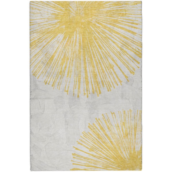 Dream Shag Premium Machine Washable Abstract ADS642 Gold 10 ft. x 14 ft. Area Rug