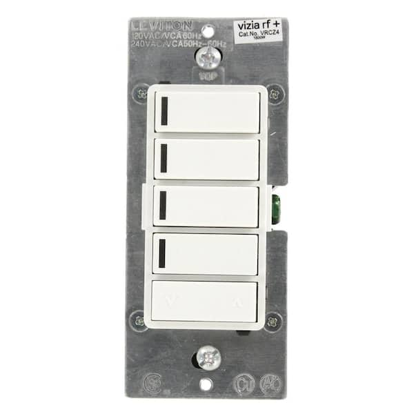 Leviton Vizia RF + 4-Button Zone Controller with Switch for Multi-Location Scene Control with Remote Capability - White/Ivory