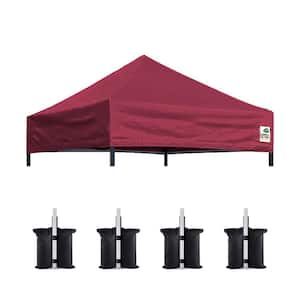 USA Pop Up Tent Top Cover Instant Ez Canopy Top Cover ONLY, Bonus 4PC Pack Canopy Weight Bag( 5 ft. x 5 ft. burgundy