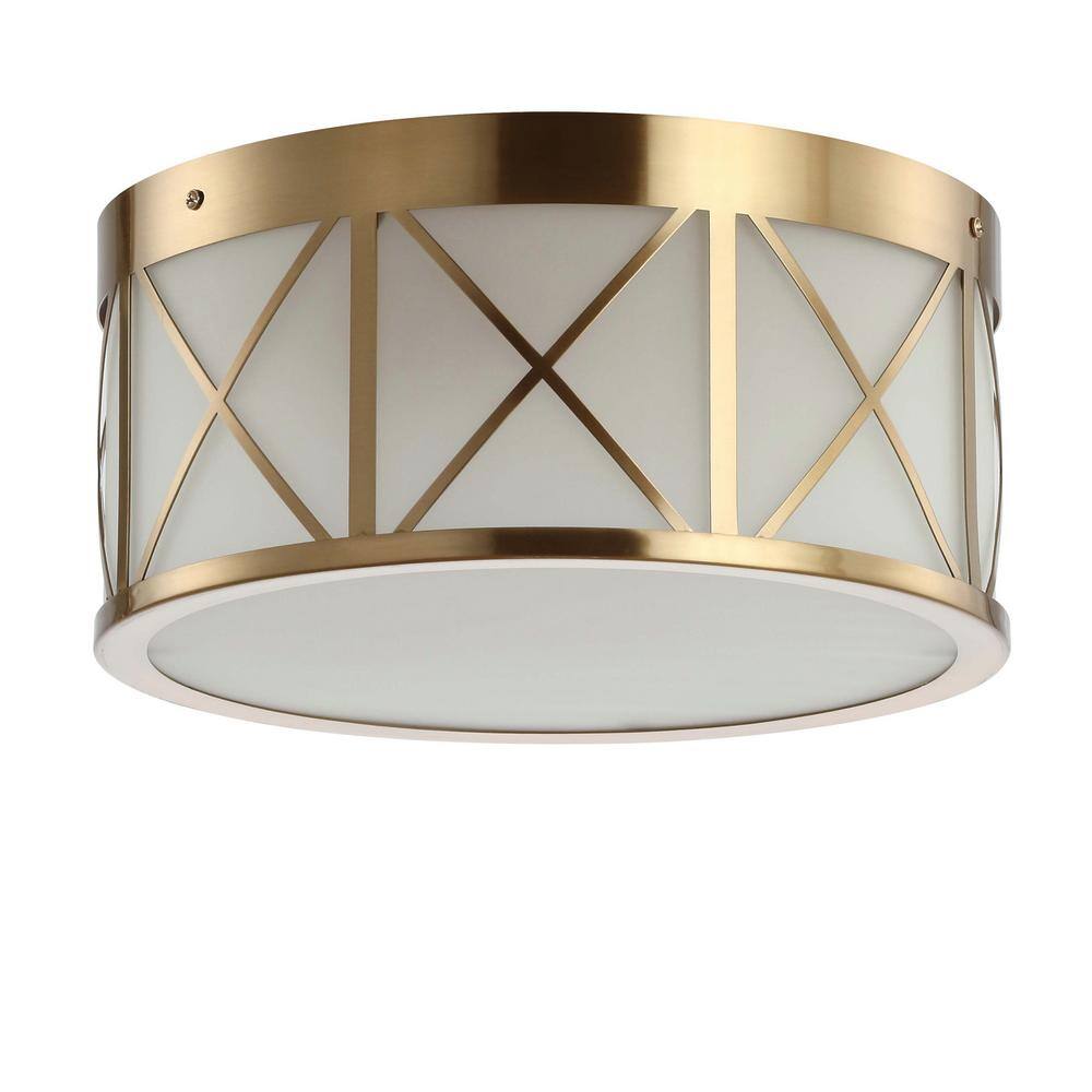 Cadence 13" Brass Gold Modern Drum Flush Mount with LED