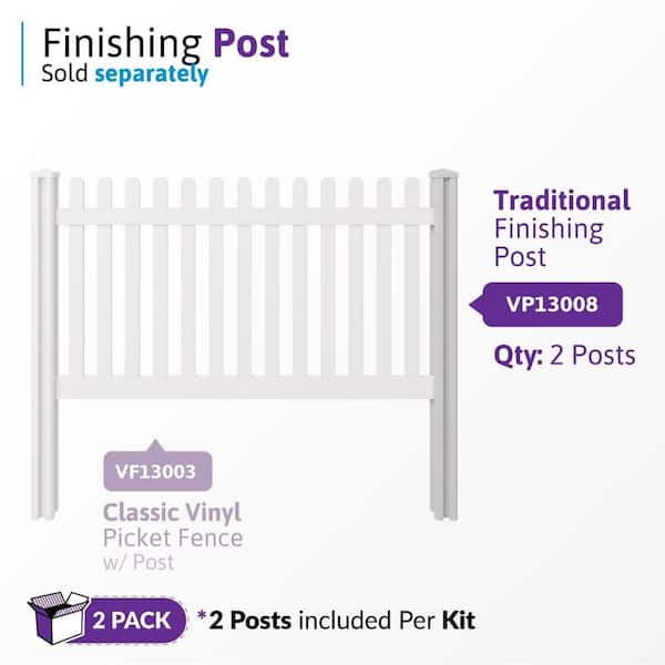WamBam Fence Traditional Classic Picket Fence 4-ft H x 7-ft W White Vinyl Picket Fence Panel (Unassembled)