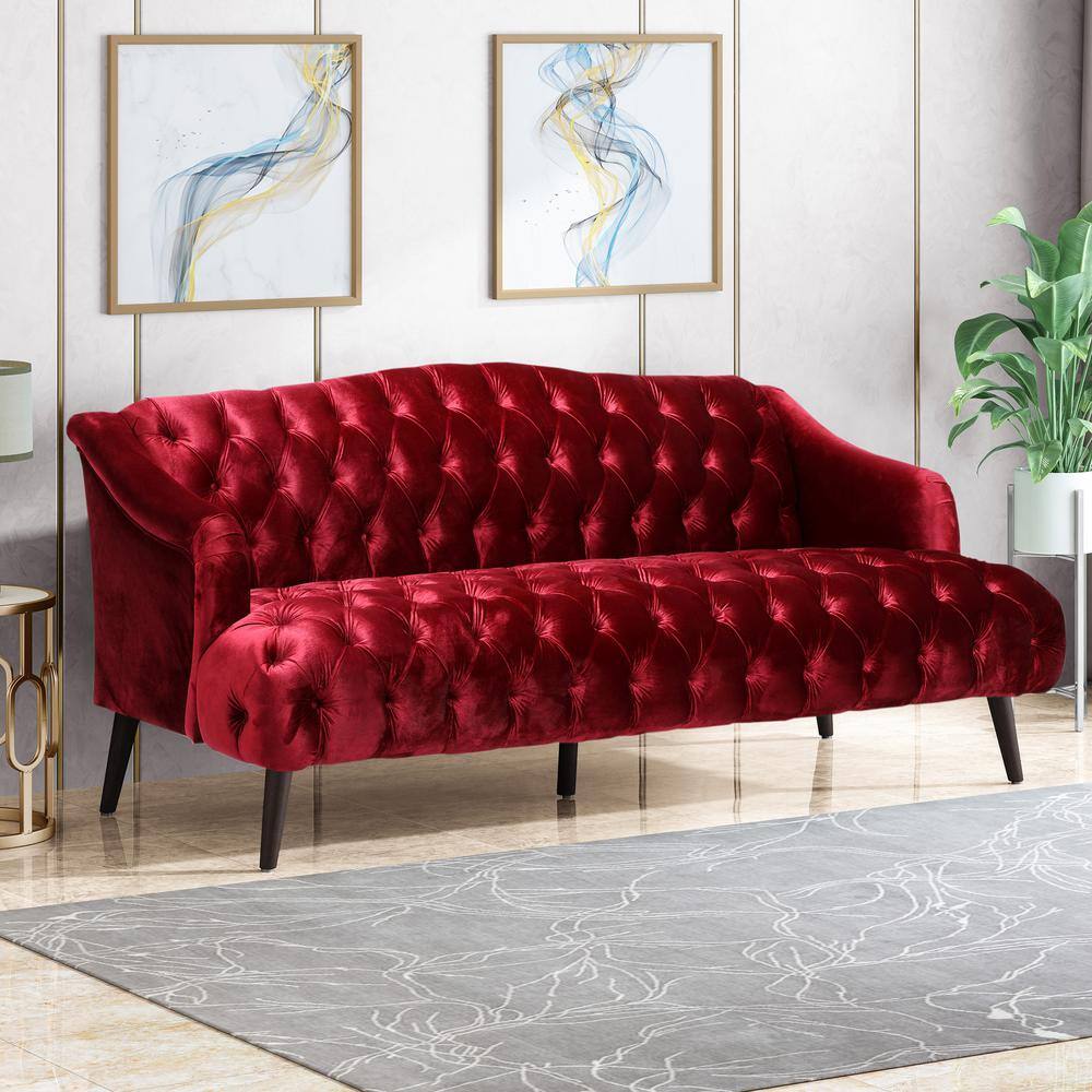 Harper & Bright Designs 3-Seat 73.25 in. Slope Arm Velvet Upholstered ...
