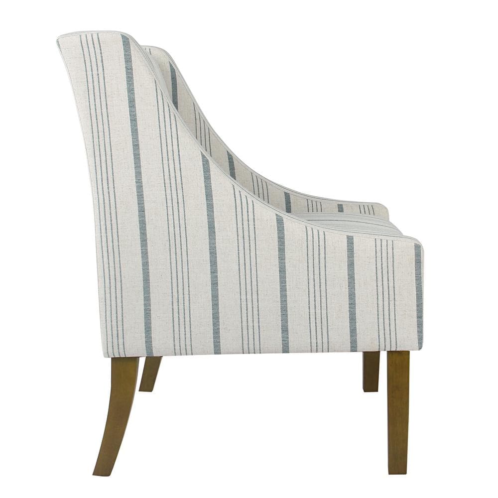 Calypso Blue Striped Modern Swoop Accent Armchair