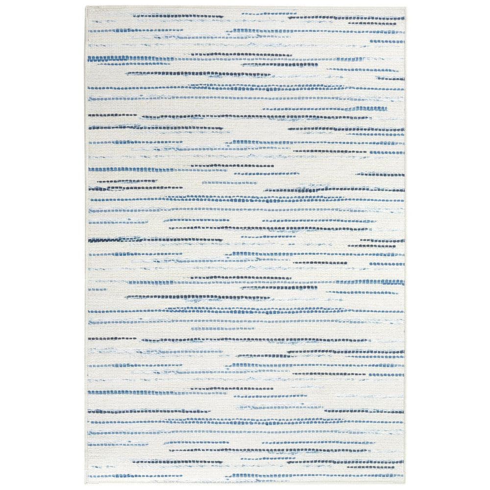 DASH & ALBERT Elwood Machine Washable Blue 8 ft. x 10 ft. Indoor Area ...