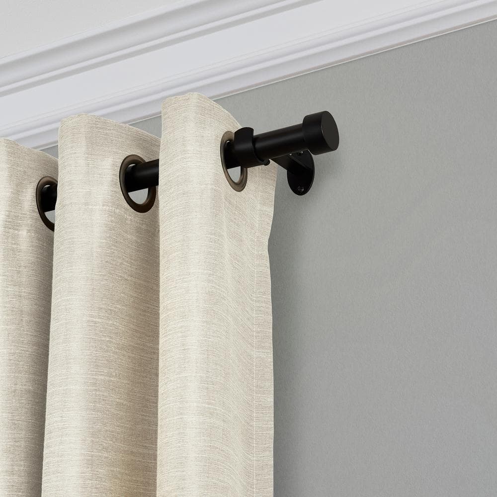 Antique Black Adjustable Curtain Rod with Cap Finials, 28"-48"