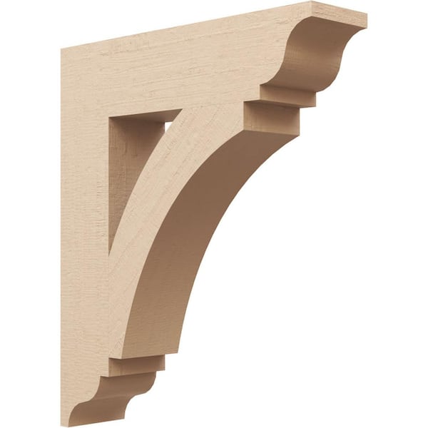 Ekena Millwork 5.5 in. x 28 in. x 24 in. Thorton Traditional Rough Cedar Woodgrain Timberthane Polyurethane Bracket, Primed Tan