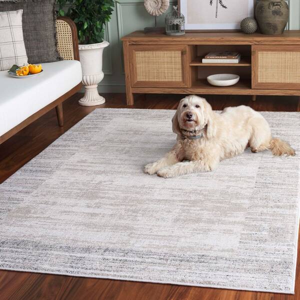 SAFAVIEH Northport 8 ft. x 10 ft. Ivory/Gray Distressed Border