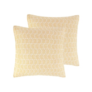 St. Ives Yellow and White Paisley Cotton 26 in. x 26 in. Euro Sham - Set of 2