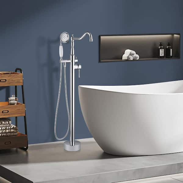 Satico Classical Single-Handle Freestanding Tub Faucet with Hand Shower in Chrome