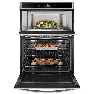 27 in. Electric Smart Convection Wall Oven with Built-In Microwave with Touchscreen in Stainless Steel
