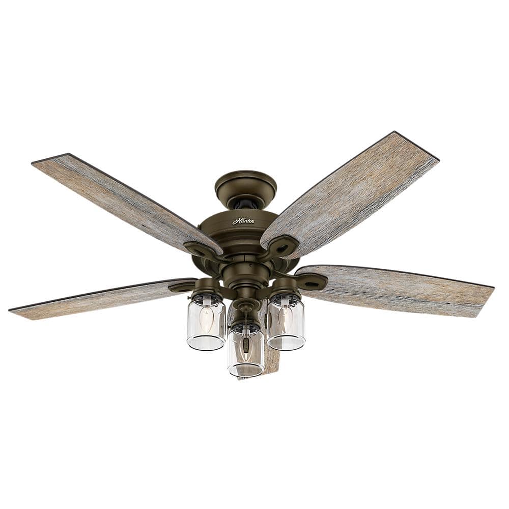 Hunter Crown Canyon 52 In Indoor Regal Bronze Ceiling Fan With Light 53331 The Home Depot