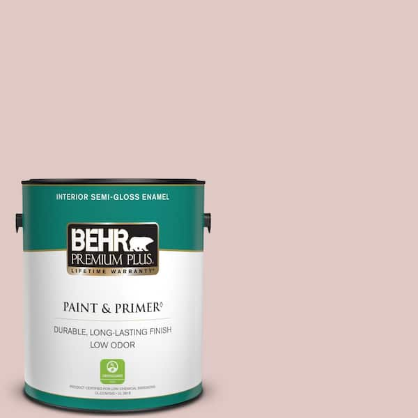 BEHR PREMIUM PLUS 1 gal. #160E-2 Pink Water Semi-Gloss Enamel Low Odor Interior Paint & Primer