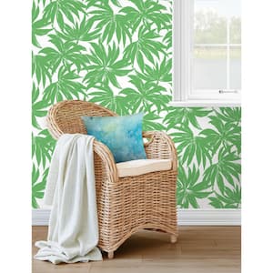 Green Palma Unpasted Nonwoven Paper Wallpaper Roll 56 sq. ft.