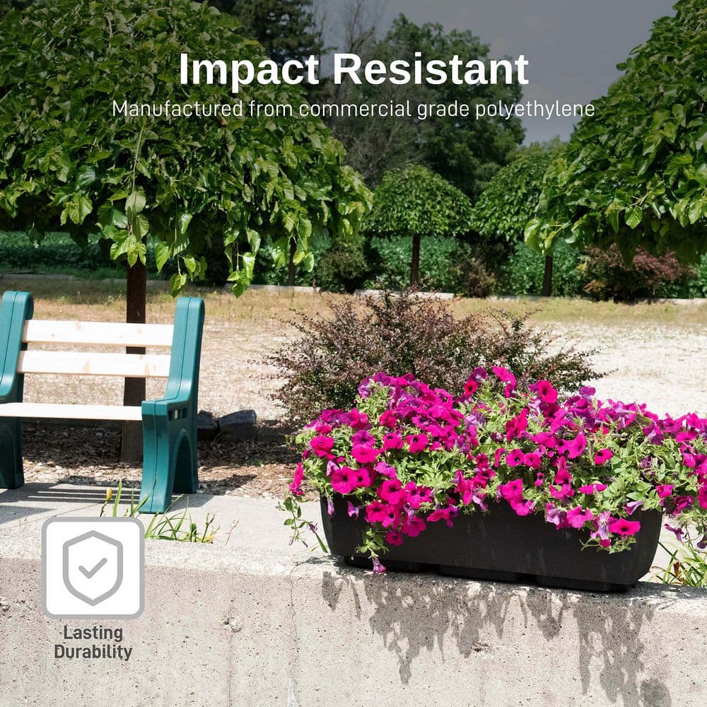 Black Rectangular Polyethylene Indoor/Outdoor Planter