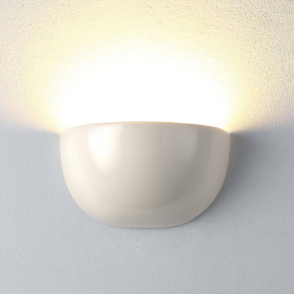 8in 1-Light White Quarter-sphere Ceramic Vanity Wall Sconce price history on PriceWatchPro