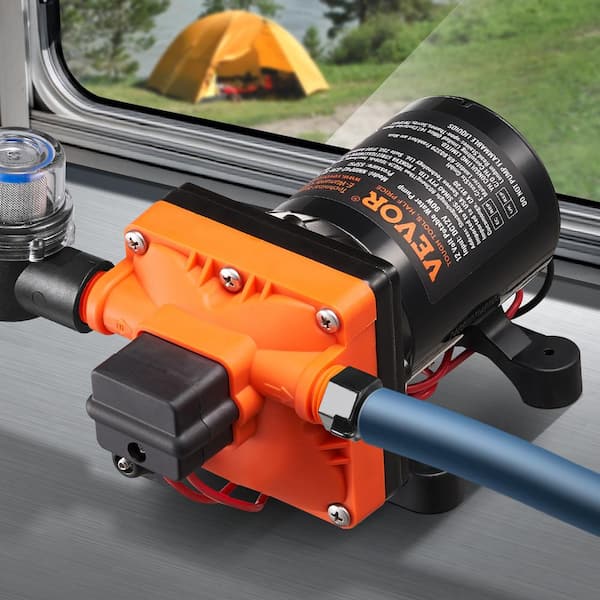 12-Volt Diaphragm Pump 3 GPM 4-Chamber Automatic Pressure Switch 40-100 PSI for RV Yacht Food Truck Camper Marine