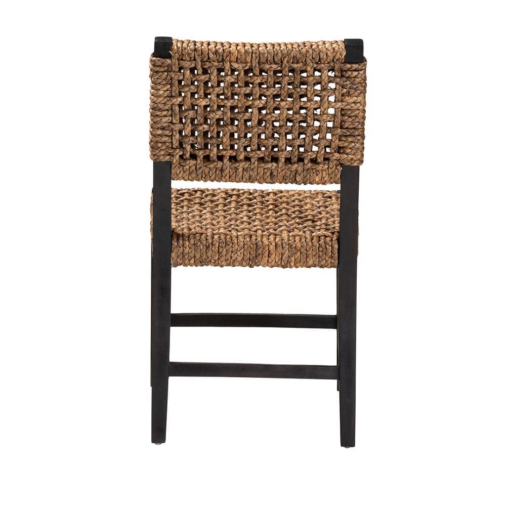 Bohemian Charm Dark Brown Mahogany and Rattan Side Chair