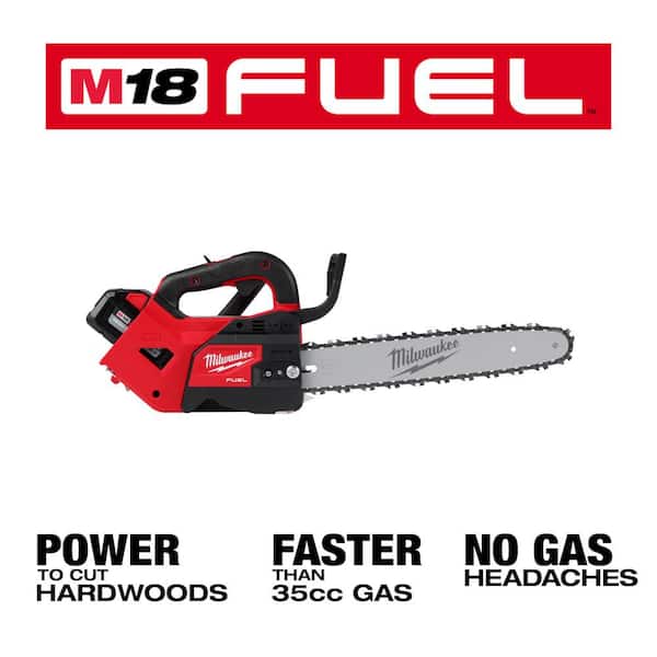 M18 FUEL 14 in. Top Handle 18V Lithium-Ion Brushless Cordless Chainsaw Kit with 8.0 Ah, 12.0 Ah Battery & 14 in. Chain