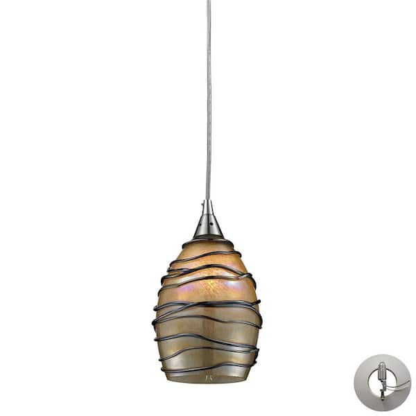 Titan Lighting Valinda 1-Light Satin Nickel Mini Pendant Light with Glass Shade