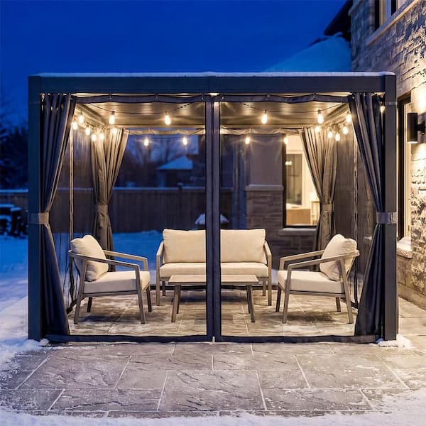 CikaCika 10 ft. x 10 ft. Grey All-Aluminum Outdoor Louvered