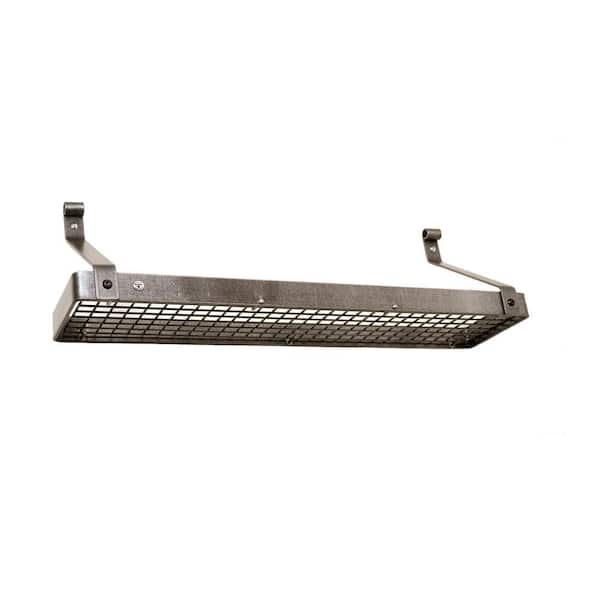 Handcrafted 36 in. Gourmet Bookshelf Wall Rack with 12 Hooks Hammered Steel