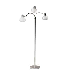 69 in. Silver 3 Light 1-Way (On/Off) Tree Floor Lamp for Liviing Room with Plastic Lantern Shade