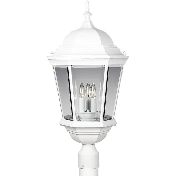 Progress Lighting Welbourne Collection Textured White 3-Light Post Lantern