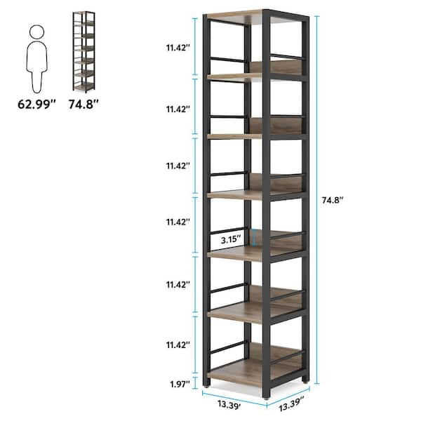 Narrow store metal bookcase