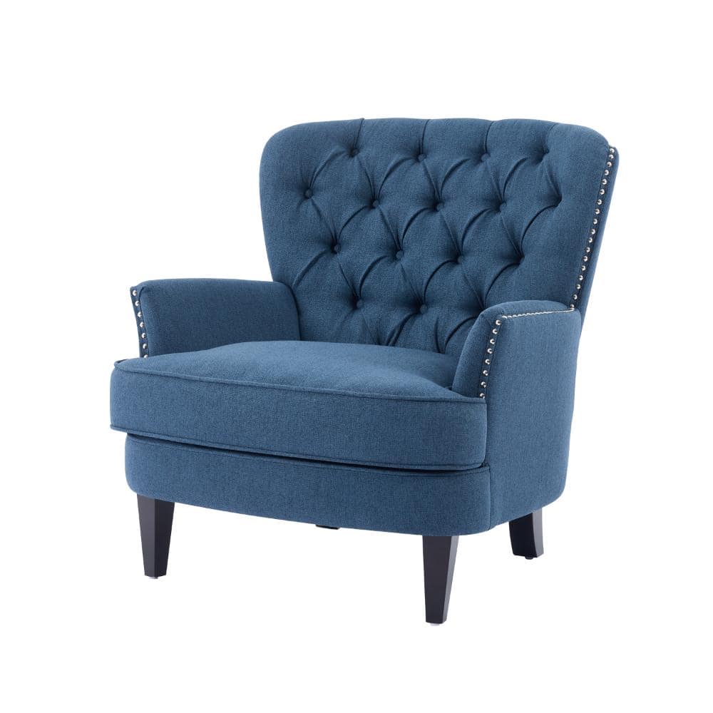 Navy Blue Vintage-Inspired Upholstered Arm Chair Lounge Chair Set of 1 price history on PriceWatchPro