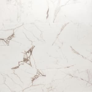 Saroshi Statuario Venato 11.81 in. x 23.62 in. Polished Marble Look Porcelain Floor and Wall Tile (9.68 sq. ft./Case)