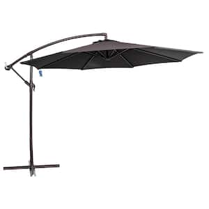 Captiva 10 ft. Aluminum Pole Octagonal Cantilever Patio Umbrella in Black Breez-Tex Canopy