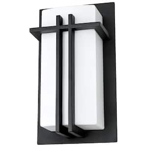 1-Light Black Modern Rectangular Indoor E26 Base Wall Lantern Light Sconce Fixture