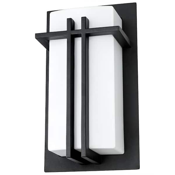 Sunlite 1-Light Black Modern Rectangular Indoor E26 Base Wall Lantern Light Sconce Fixture