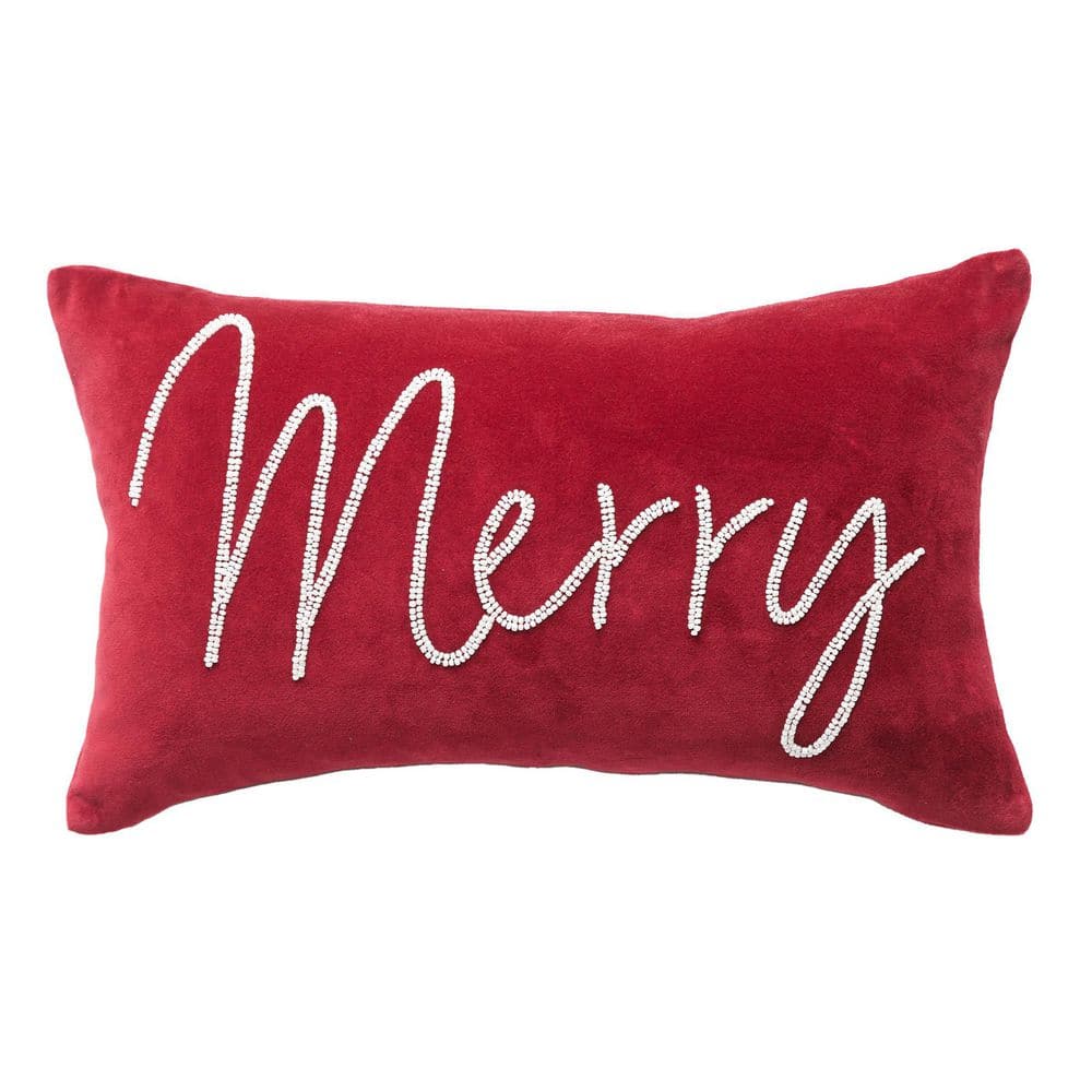 Dean Red Merry Christmas Pillows - 12 x 12 or 18 x 18 Soft Comfortable  Accent Throw Pillows (1 Set of 3)