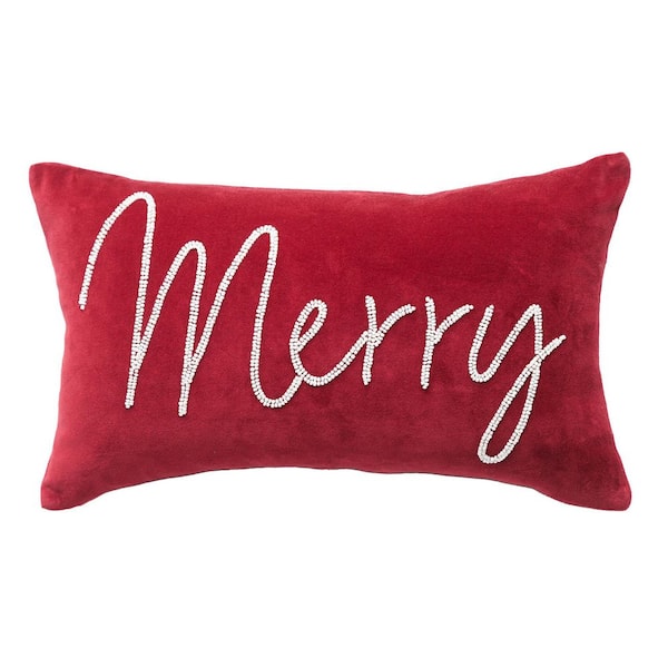 Red Truck Pillow Cover (Merry Christmas) - Linen and Ivory