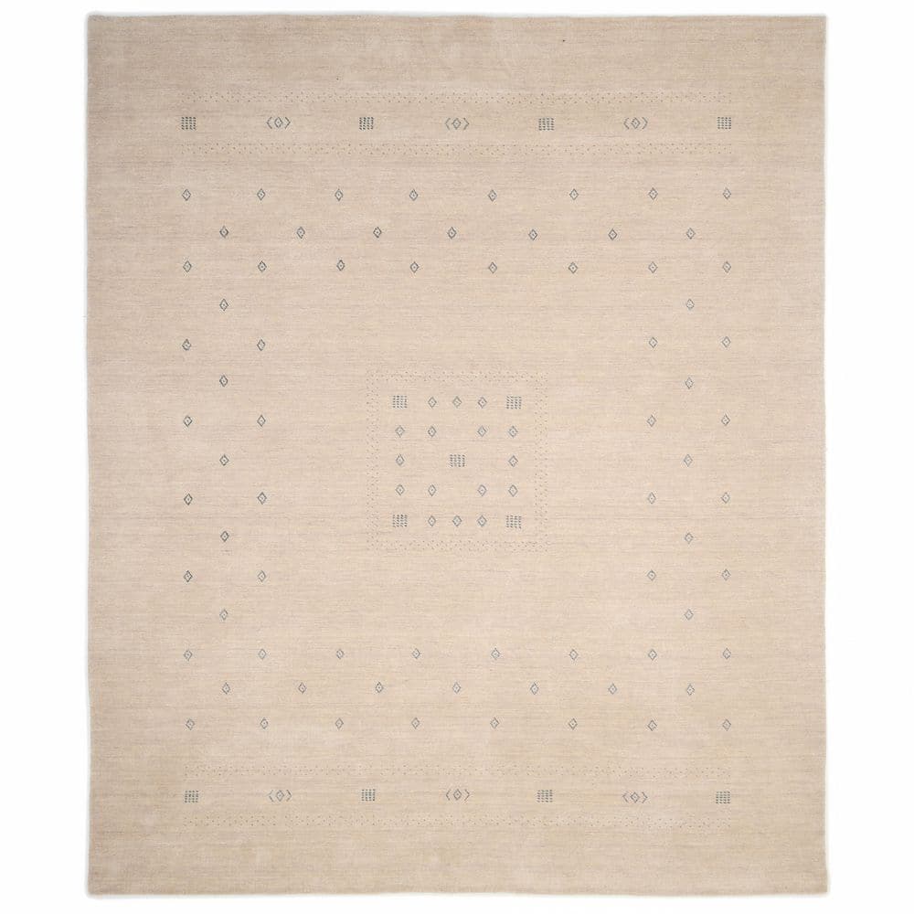 Natural Geometric Hand-Knotted Wool Area Rug 8' x 10'