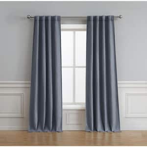 Navy Solid Thermal Rod Pocket Room Darkening Curtain - 76 in. W x 84 in. L (Set of 2)