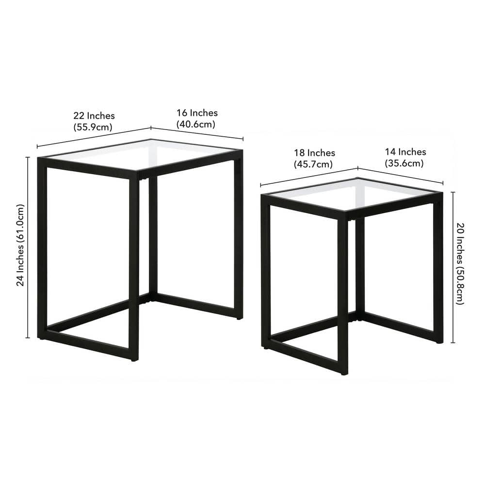 Versatile Metallic Nesting Side Table Set with Glass Tops